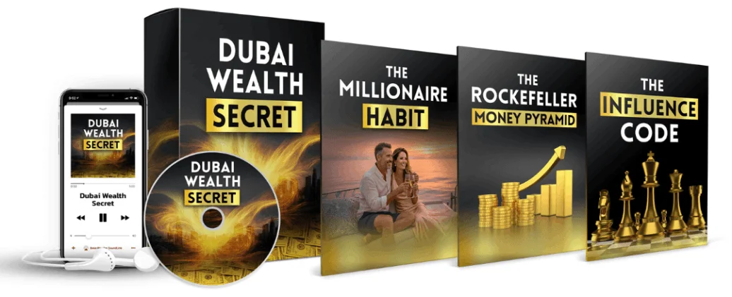 Dubai Wealth Secret full bundle including Millionaire Habit, Rockefeller Money Pyramid, and Influence Code bonuses
